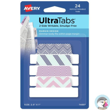 Zakładki indeksujące samoprzylepne 63,5x25,4mm kolorowe z wzorem Ultra Tabs 74897 AVERY ZWECKFORM