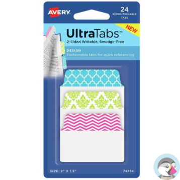 Zakładki indeksujące samoprzylepne 50,8x38,1mm kolorowe z wzorem Ultra Tabs 74774 AVERY ZWECKFORM
