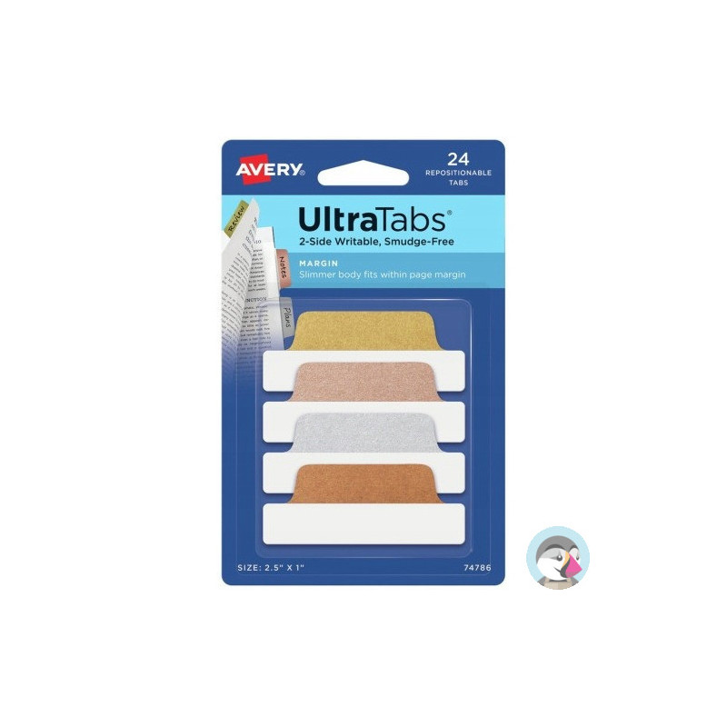 Zakładki indeksujące samoprzylepne 63,5x25,4mm metaliczne z wzorem Ultra Tabs 74786 AVERY ZWECKFORM