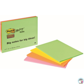 Bloczek samoprzylepny 203x149mm 45k mix kolorów (4szt) POST-IT 6845-SSP MEETING 70005253326 3M