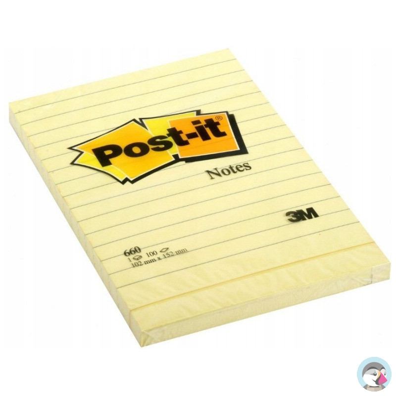 Bloczek samoprzylepny 102x152mm 100k żółty linia 660 POST-IT UU009543644 3M