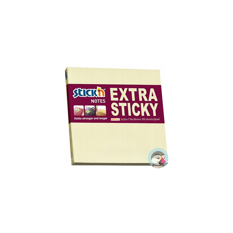 Notes samoprzylepny EXTRA STICKY 76x76 żółty pastel 90k STICK`N 21660