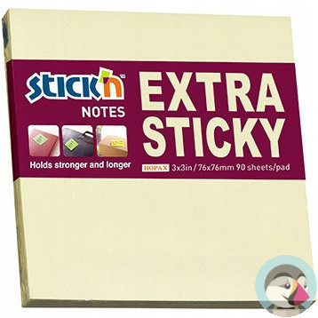 Notes samoprzylepny EXTRA STICKY 76x76 żółty pastel 90k STICK`N 21660