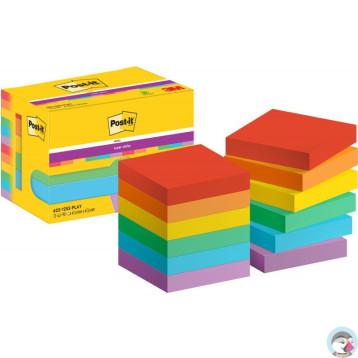 Bloczki samoprzylepne POST-IT Super Sticky, 47,6 x47,6mm 12x90kart. PLAYFUL 3M-7100290166