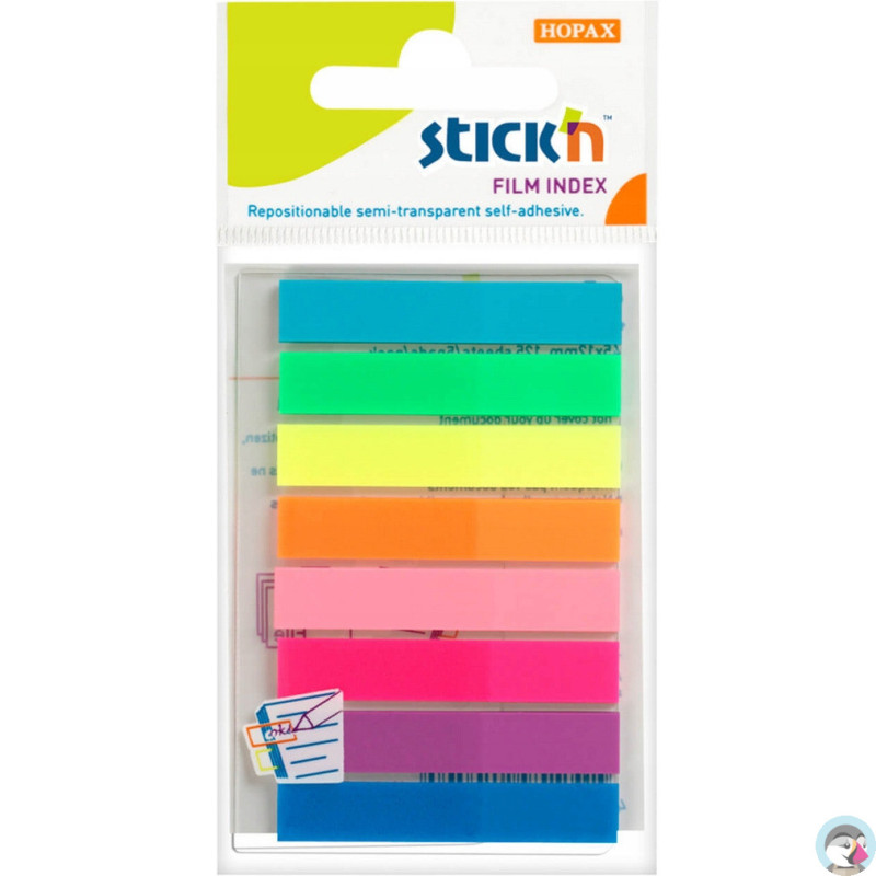 Zakładki indeksujące 45x8mm mix 8 kolorów neon 21401 STICK`N
