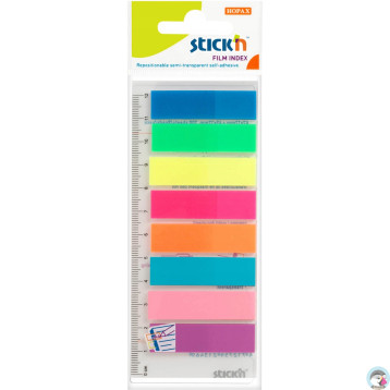 Zakładki indeksujące neon 8x 25szt.+linijka 21345 STICK`N