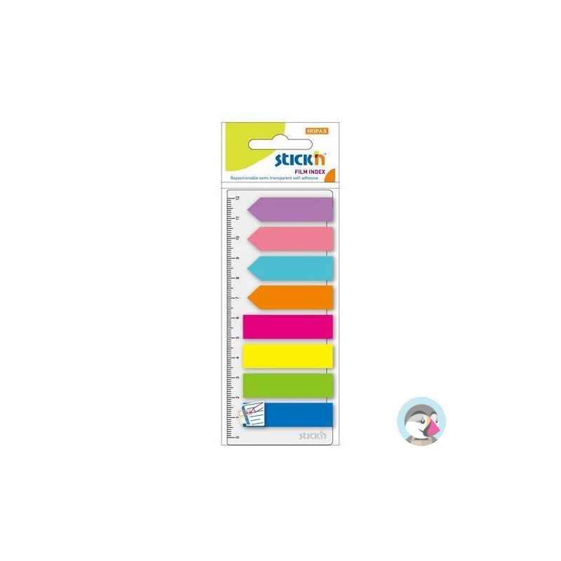 Zakładki indeksujące neon 8x25szt(Paski+Strzałki)+linijka 21346 STICK`N