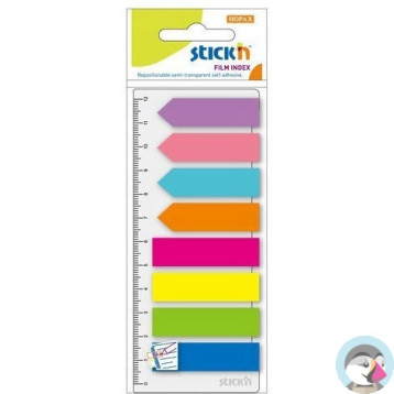 Zakładki indeksujące neon 8x25szt(Paski+Strzałki)+linijka 21346 STICK`N