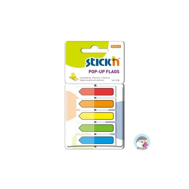 Zakładki indeksujące w podajniku, 45x12mm z nadrukiem - strzałka (150sztuk) 26003 STICK`N