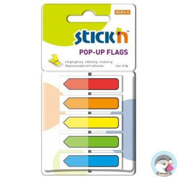 Zakładki indeksujące w podajniku, 45x12mm z nadrukiem - strzałka (150sztuk) 26003 STICK`N