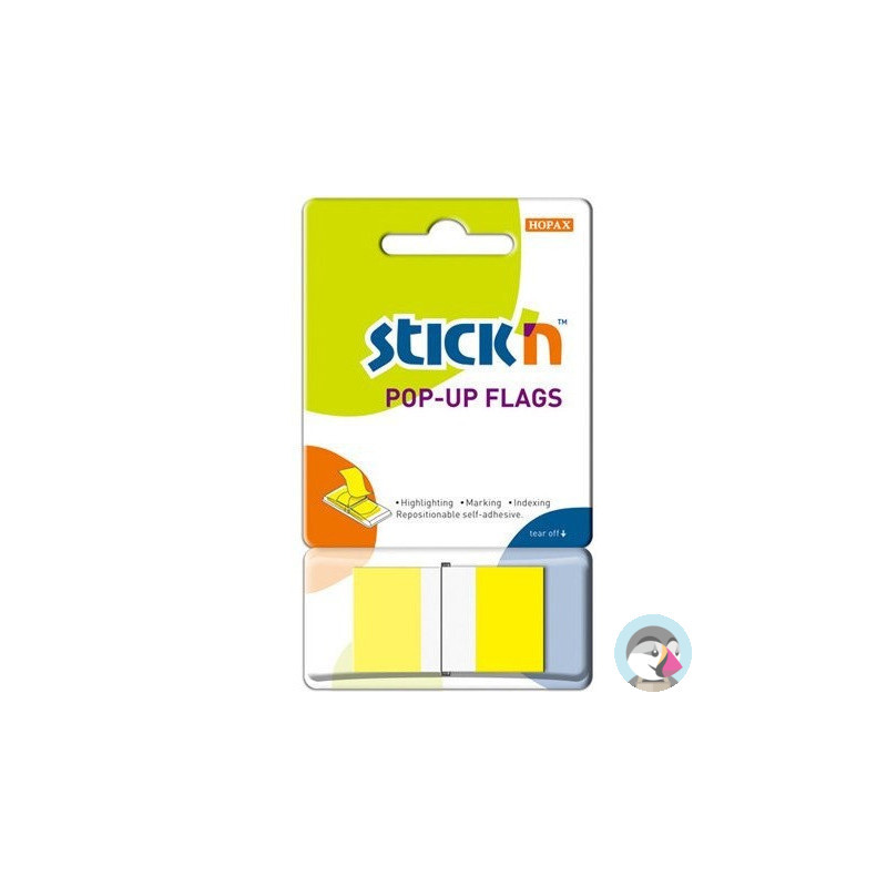 Zakładki indeksujące 45x25mm w podajniku żółte 50szt STICK`N 26022
