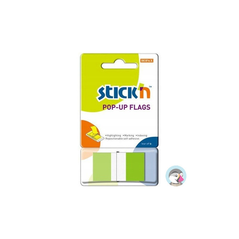Zakładki indeksujące 45x25mm w podajniku zielone 50szt STICKN 26023
