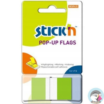 Zakładki indeksujące 45x25mm w podajniku zielone 50szt STICKN 26023