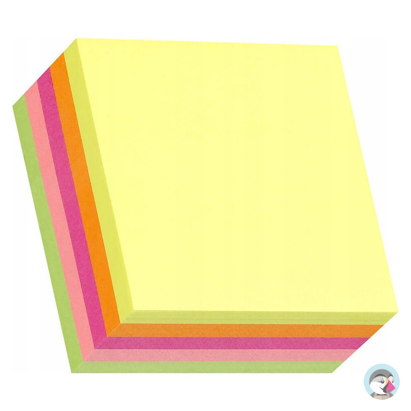 Bloczek samoprzylepny 51x51mm 250k mix 5 kolorów neonowych STICKN 21203