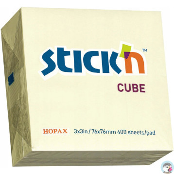 Bloczek 76x76mm 400k żółty pastel 21072 STICK`N