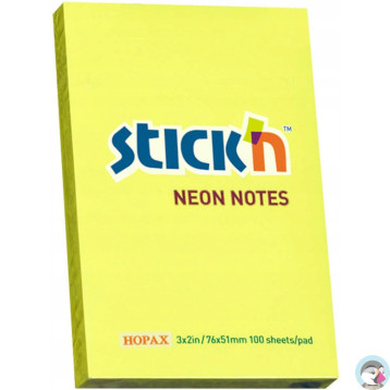 Bloczek STICK`N 76x51mm 100k żółty neon 21132