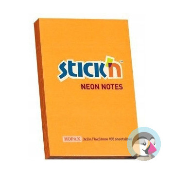 Bloczek STICKN 76x51mm 100k pomarańczowy neon 21160