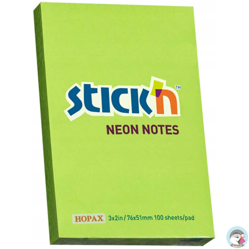 Bloczek STICKN 76x51mm zielony neon 100k 21163