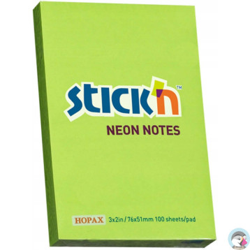 Bloczek STICKN 76x51mm zielony neon 100k 21163