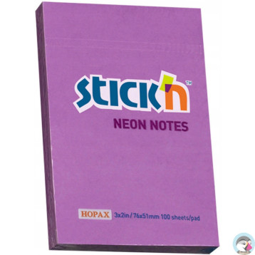 Bloczek samoprzylepny 76x51mm 100k fioletowy neon 21208 STICK`N