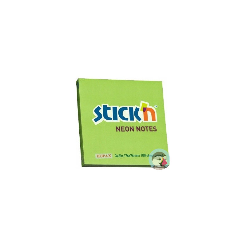 Bloczek STICKN 76x76mm zielony neonowy 100k 21167 STICKN