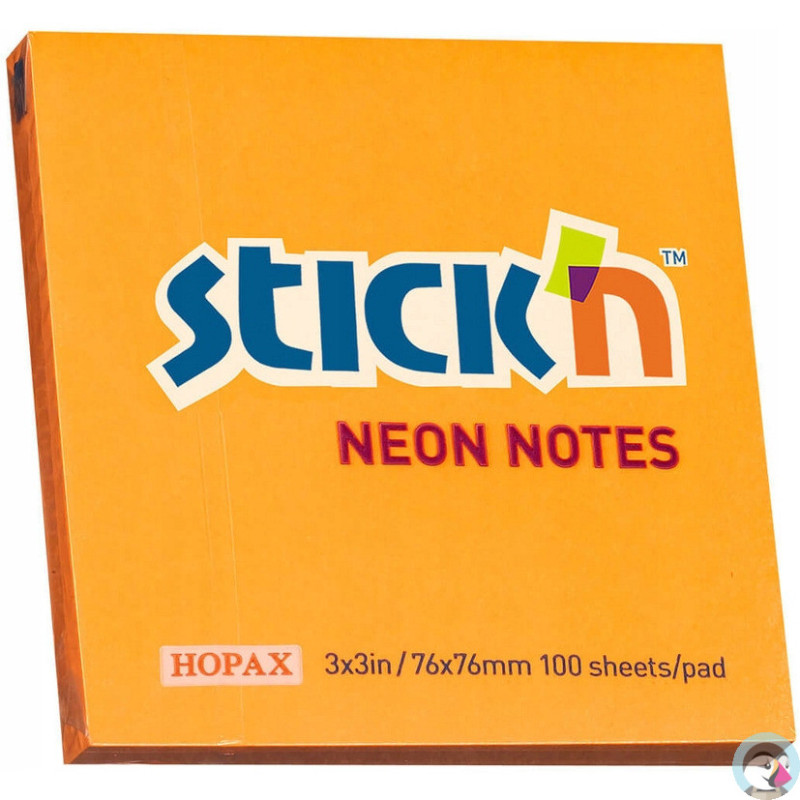 Bloczek STICK`N 76x76mm 100k pomarańczowy neonowy 21164