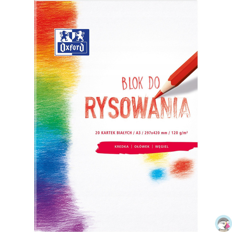 Blok rysunkowy szkolny A3 biały 20 kartek 120g 400093197 OXFORD