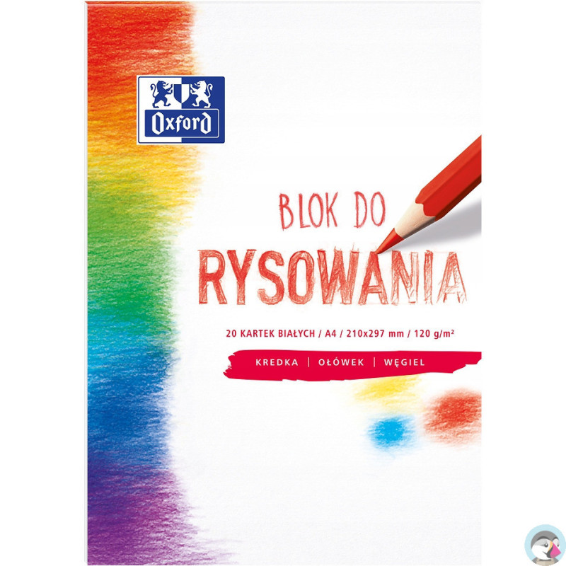 Blok rysunkowy szkolny A4 biały 20 kartek 120g 400093195 OXFORD