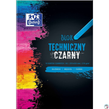 Blok techniczny szkolny A3 czarne kartki 10 kartek 210g 400093235 OXFORD