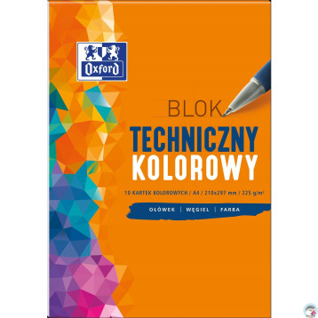 Blok techniczny szkolny A4 kolorowy 10 kartek 225g 400093230 OXFORD