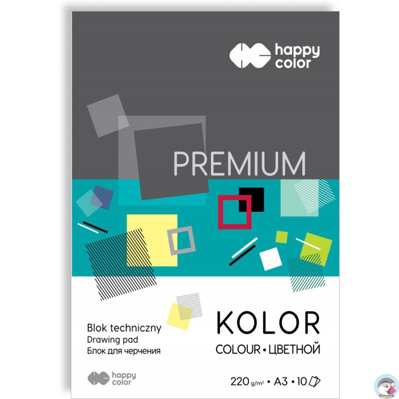 Blok techniczny A3 220g 10 kolorów PREMIUM HA 3722 3040-09 HAPPY COLOR