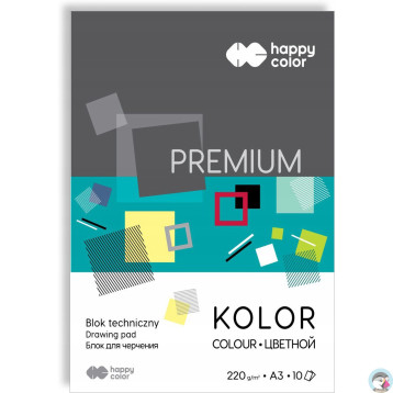 Blok techniczny A3 220g 10 kolorów PREMIUM HA 3722 3040-09 HAPPY COLOR