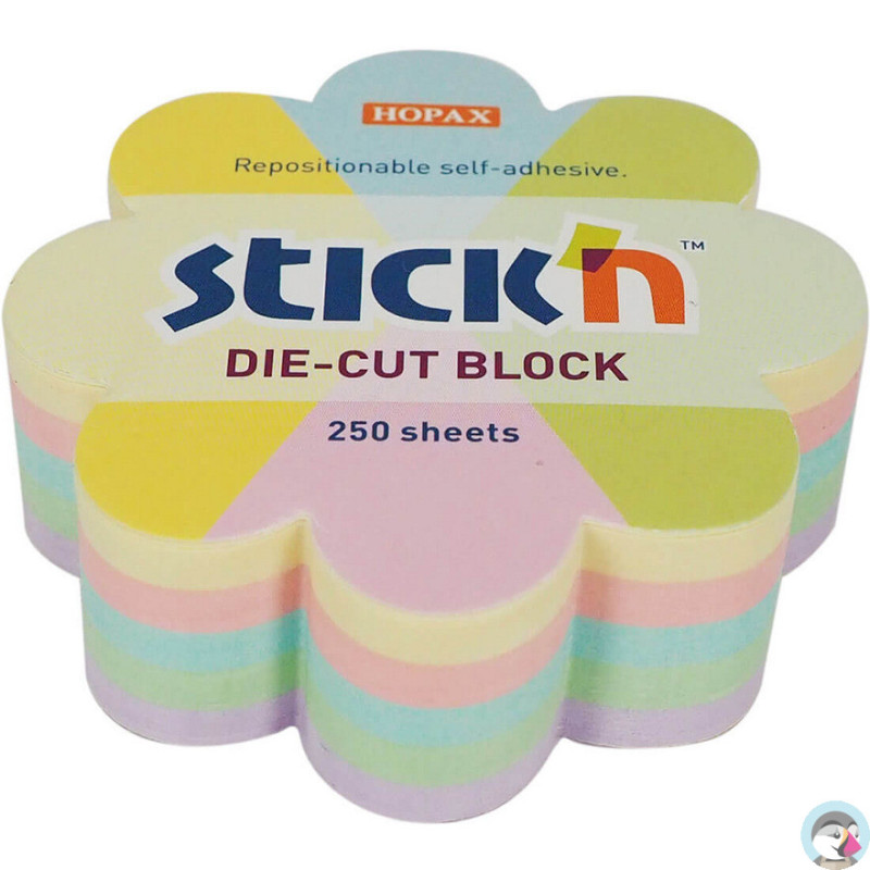 Notes STICK`N 67x67mm KWIATEK MIX 5 KOL. PASTELOWYCH, 250 kartek 21832