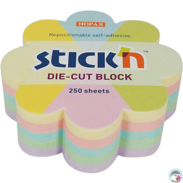 Notes STICK`N 67x67mm KWIATEK MIX 5 KOL. PASTELOWYCH, 250 kartek 21832