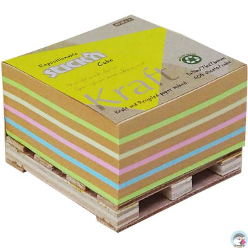 Bloczek samoprzylepny 76x76mm 400k 5 kolorów KRAFT paleta 21817 STICK`N