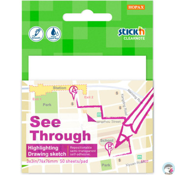 Notes samoprzylepny 76x76mm 50k przezroczysty STICK`N 21712