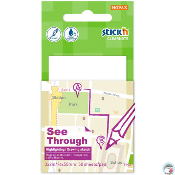 Przezroczysty notes samoprzylepny STICK`N 51x76mm 50k. 21708