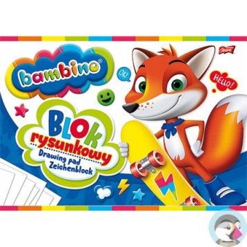 Blok rysunkowy szkolny A4 biały 20 kartek 80g BAMBINO