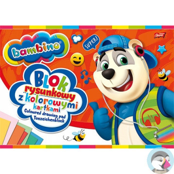 Blok rysunkowy A4 kolorowy 80g. 16kartek BAMBINO