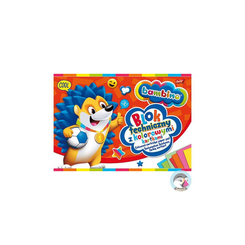 Blok techniczny A4 kolorowy 160g. 10 kartek BAMBINO