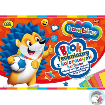 Blok techniczny A4 kolorowy 160g. 10 kartek BAMBINO