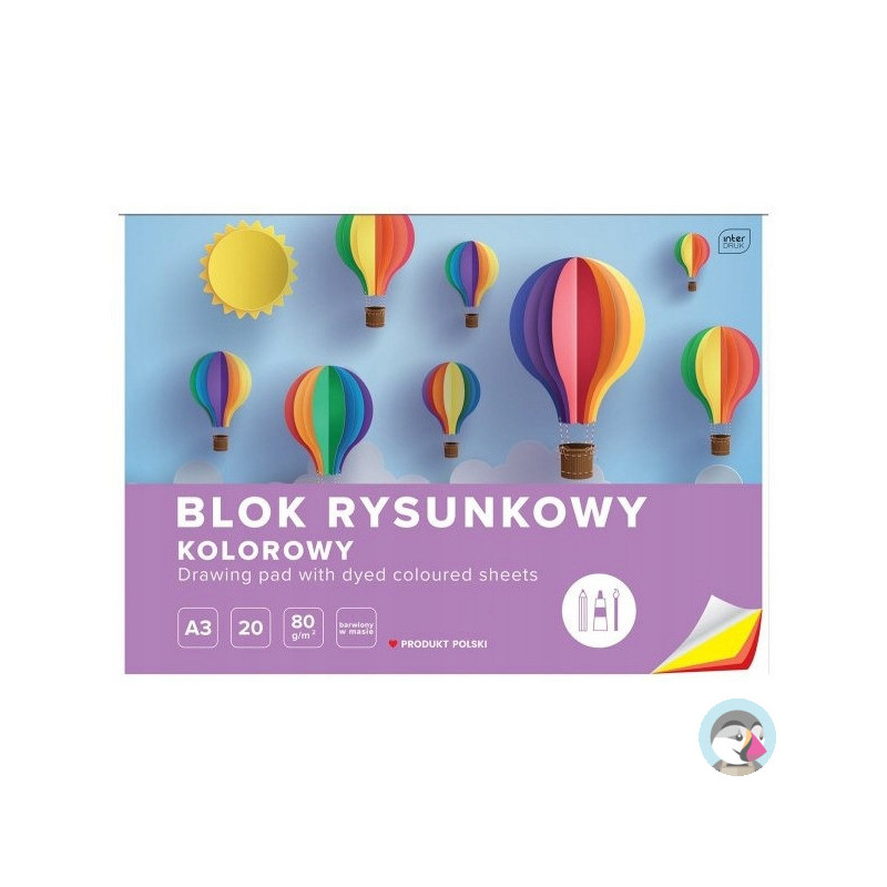 Blok rysunkowy kolorowy A3 20k INTERDRUK