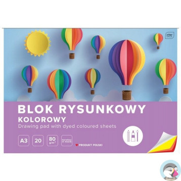 Blok rysunkowy kolorowy A3 20k INTERDRUK