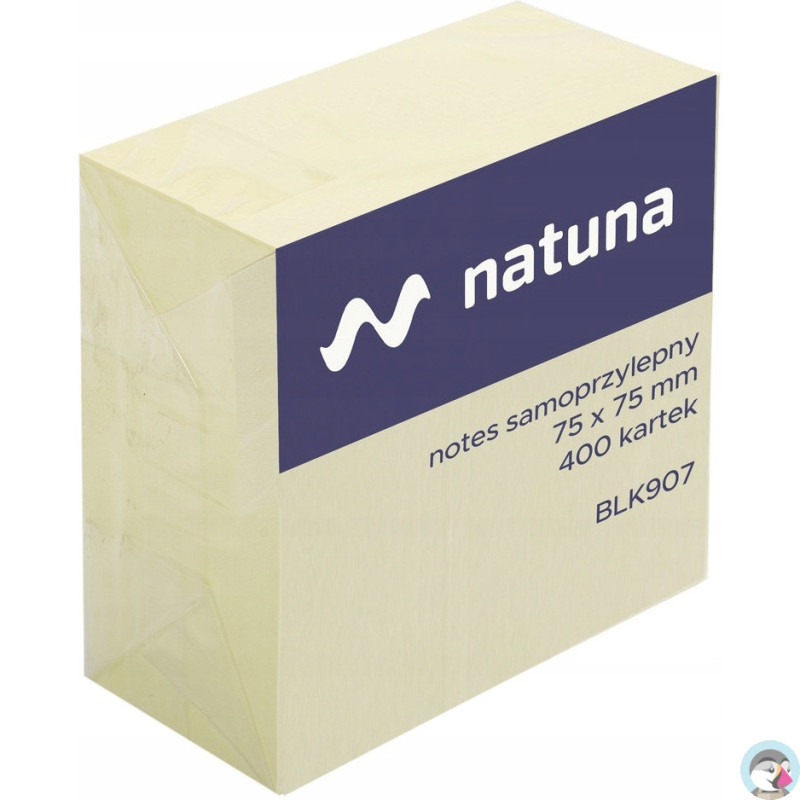 Bloczek samoprzylepny 75x75mm 400k żółty NATUNA (NSKZ/D)