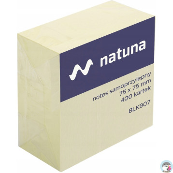Bloczek samoprzylepny 75x75mm 400k żółty NATUNA (NSKZ/D)