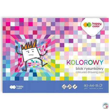 Blok rysunkowy kolorowy A4 15k 80g HA 3708 2030-09 HAPPY COLOR
