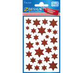 Naklejki Z-Design świąteczne - gwiazdki czerwone (błyszczące) 52277 AVERY ZWECKFORM