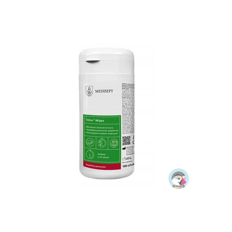 Chusteczki do dezynfekcji powierzchni (100szt) tuba VELOX DUO WIPES MEDISEPT