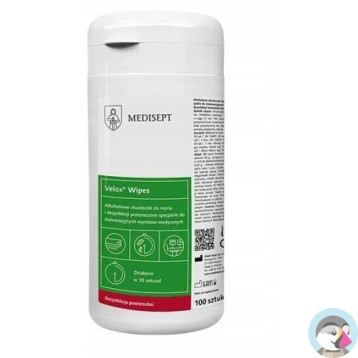 Chusteczki do dezynfekcji powierzchni (100szt) tuba VELOX DUO WIPES MEDISEPT