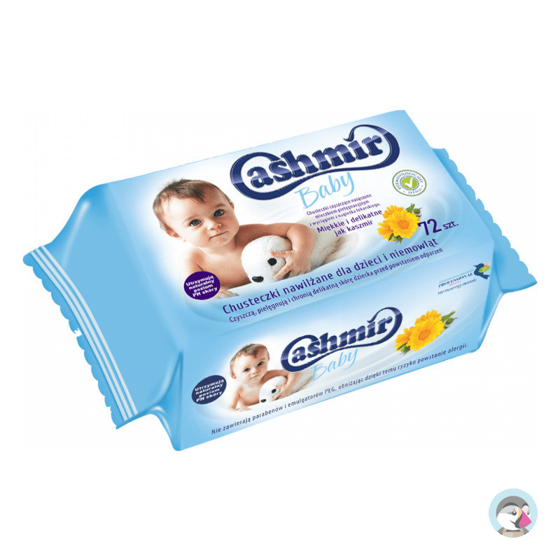 Chusteczki higieniczne nawilżane CASHMIR Baby (72 chusteczki) z wyciągiem z nagietka i panthenolem